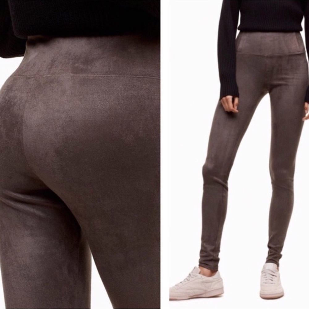 Aritzia Wilfred Free Vegan Suede Brown Full Length Leggings size Medium